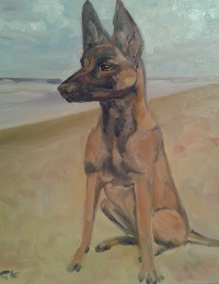 hond van Sabina, olieverf op doek, 40 x 50 cm